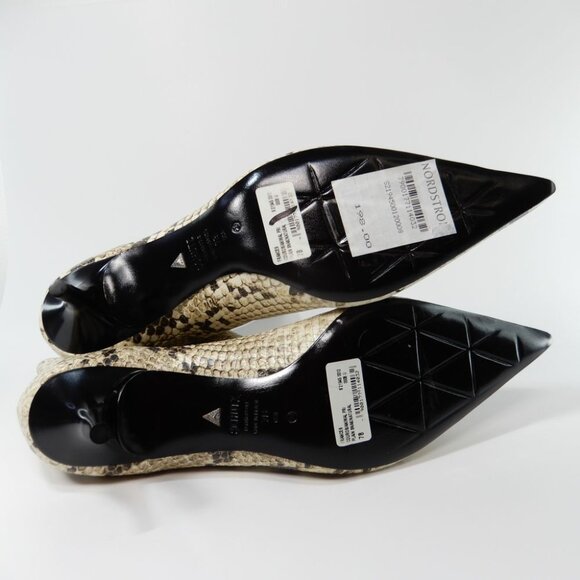 SCHUTZ Frances Pointed Toe Bootie Sz 7 Kitten Heel Cream Beige Snake Leather NEW - Picture 10 of 12